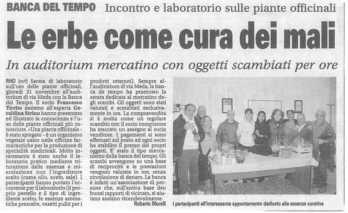 BdT RHO "Incontro e laboratorio sulle piante officinali" 2013 11 Articolo BdT Rho